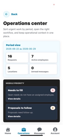 Official RosterMind screenshot: Operations centre